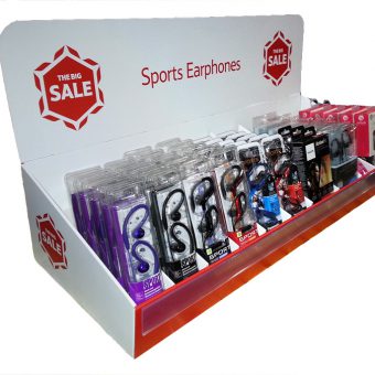 Counter Display Unit merchandising a selection of earphones