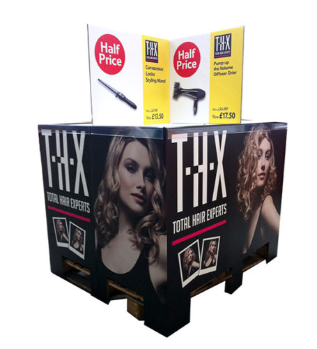 Full size pallet display for hairdryers